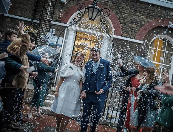 newly-weds leaving Southwark Registry Office