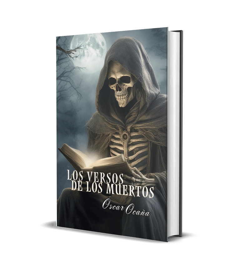 Portada en 3D del libro de poemas góticos 'Los versos de los Muertos' de Óscar Ocaña Parrón