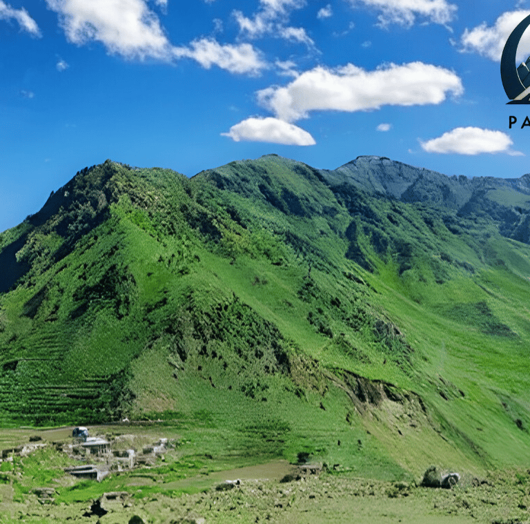 a mountain scenin kaghan valley with Himalayan mountain range in the background