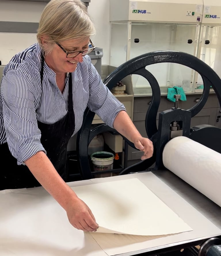 Karen working in the print room at Dumfries House