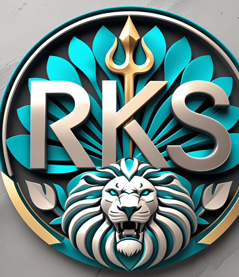 a logo for a business that is a royal blue and gold