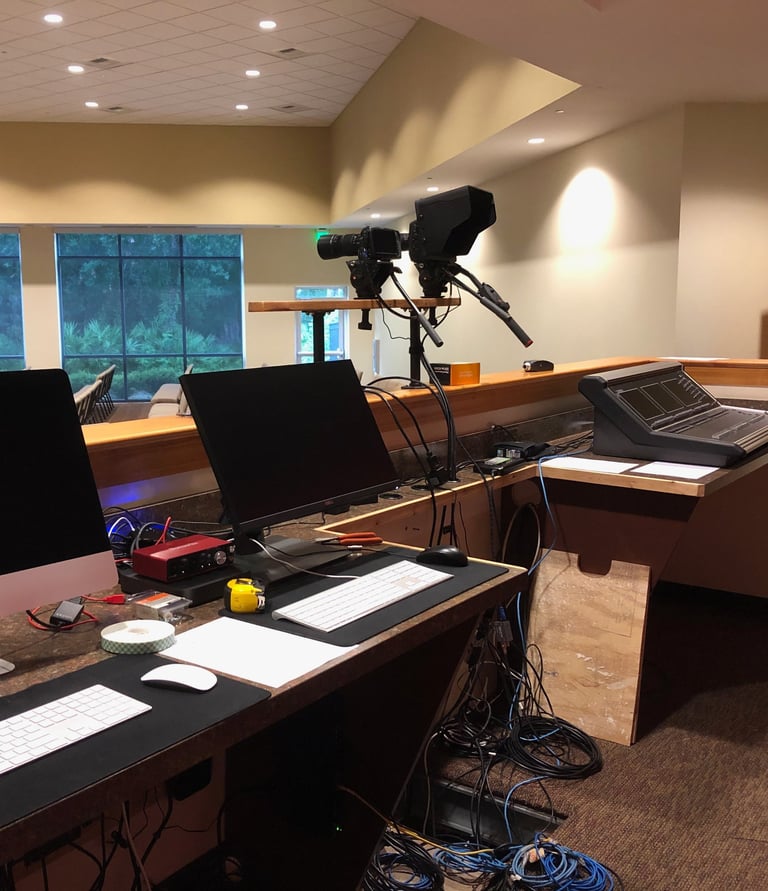 Cameras and other technology installed in a church