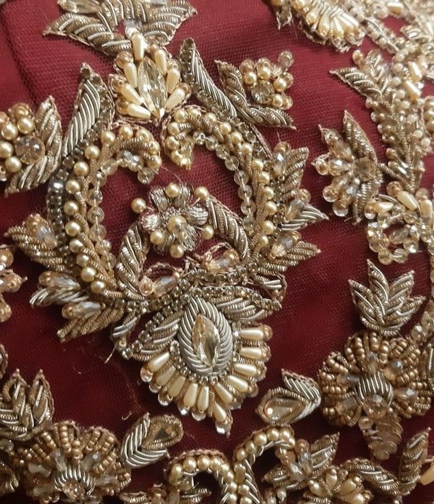SYZ handmade zardosi embroidery patch for dupatta border decoration
