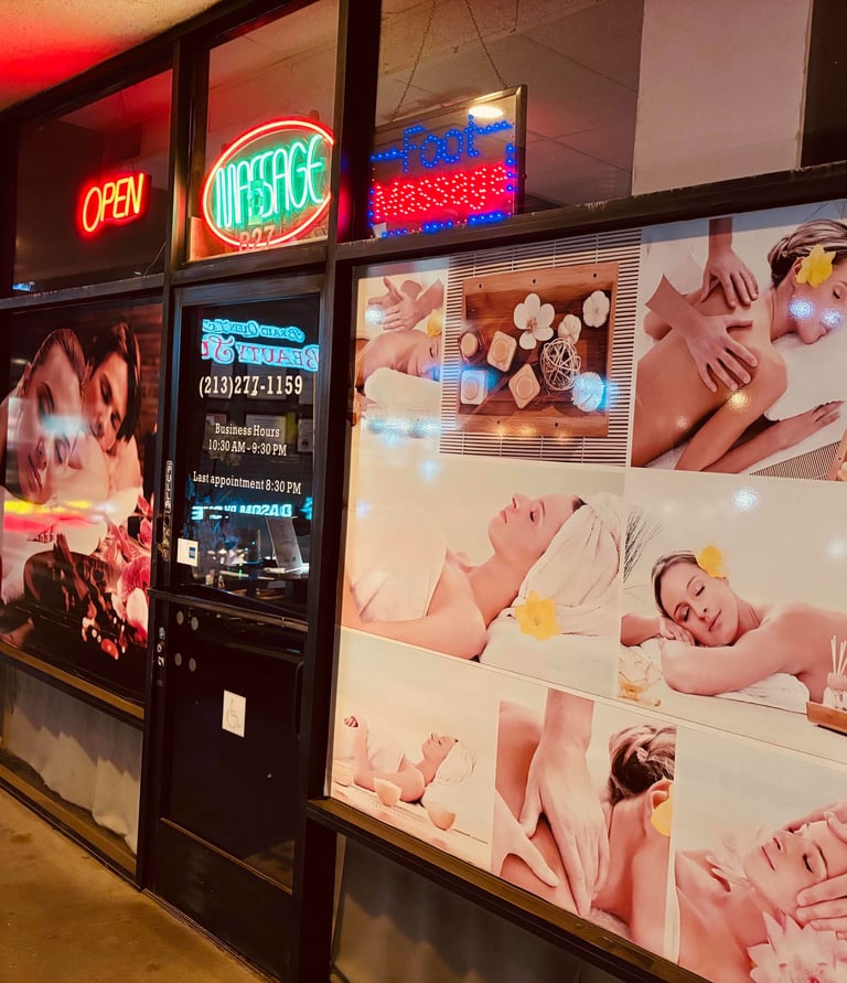 a storefront door with a large display of baby's