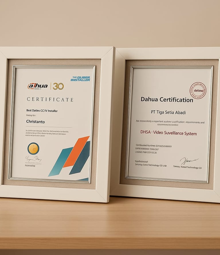 Sertifikat best dahua cctv installer jabotabek