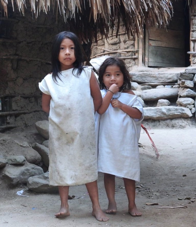 Kids from the Kogui Tribe, indigenous kinds Kogui