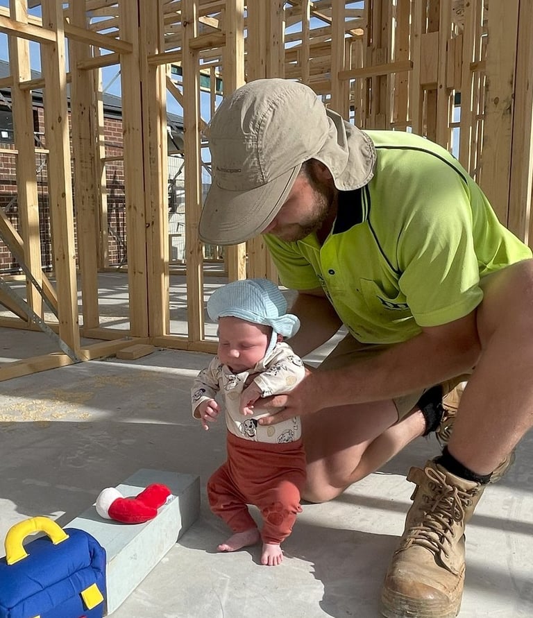 Newborn sons first visit to site to see Dad