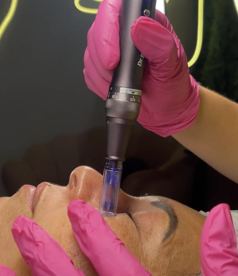 a woman getting a facial lift in a beauty salon