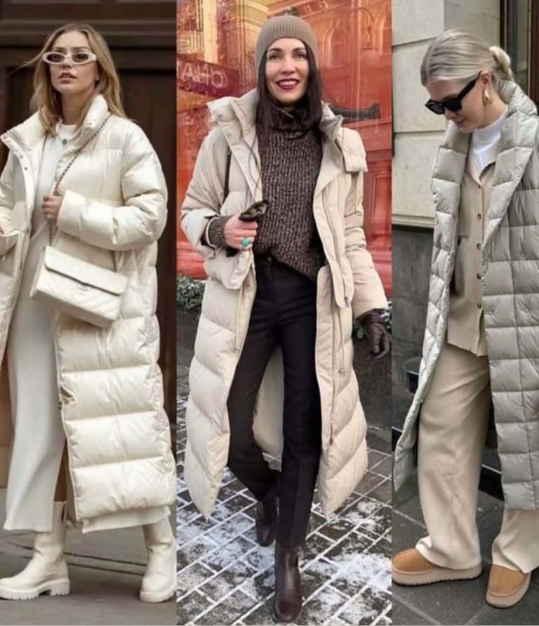 a woman in a white coat and black pants