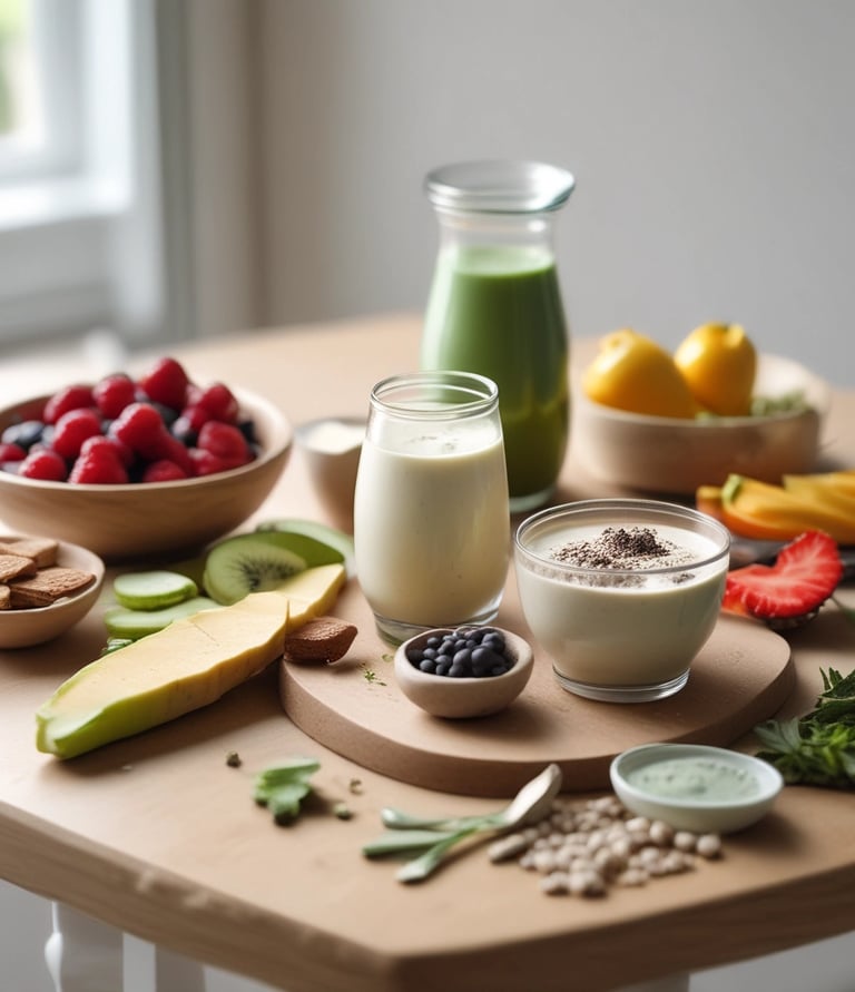 A happy young athlete preparing a quick protein snack in a bright kitchen.