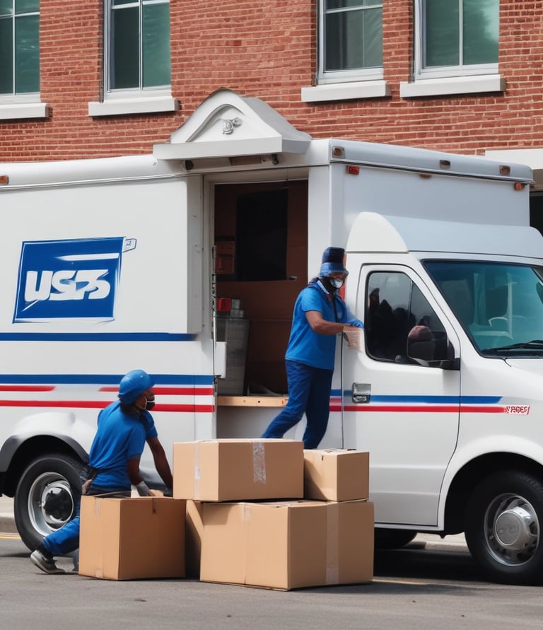 A vibrant collage featuring logos and delivery trucks of FedEx, USPS, UPS, DHL, and Express Cargo.