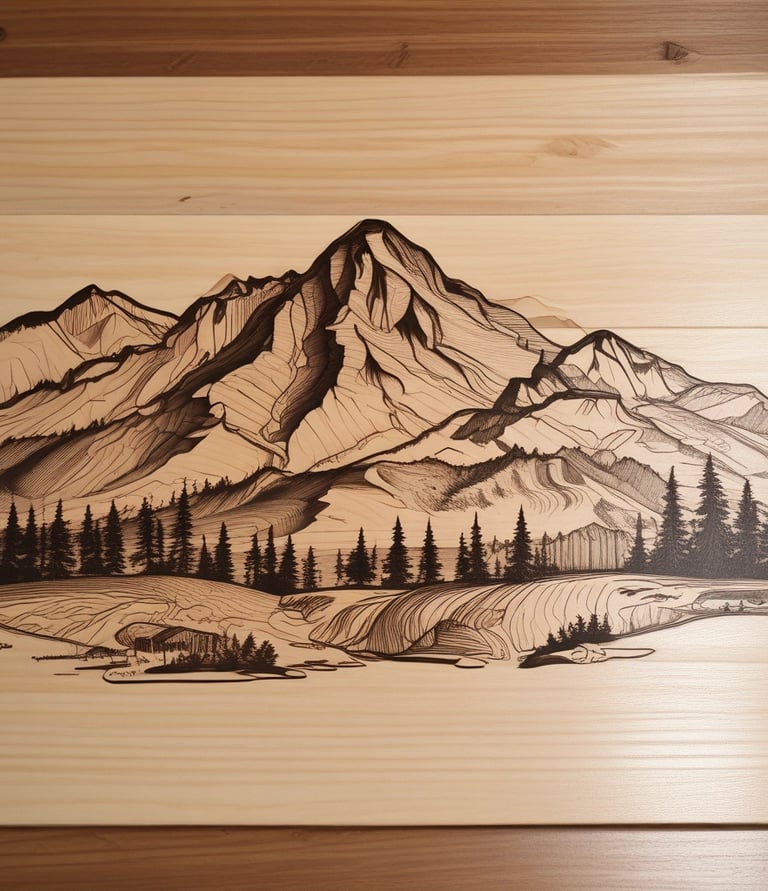 Close-up of a wooden keychain engraved with a meaningful family tree design.