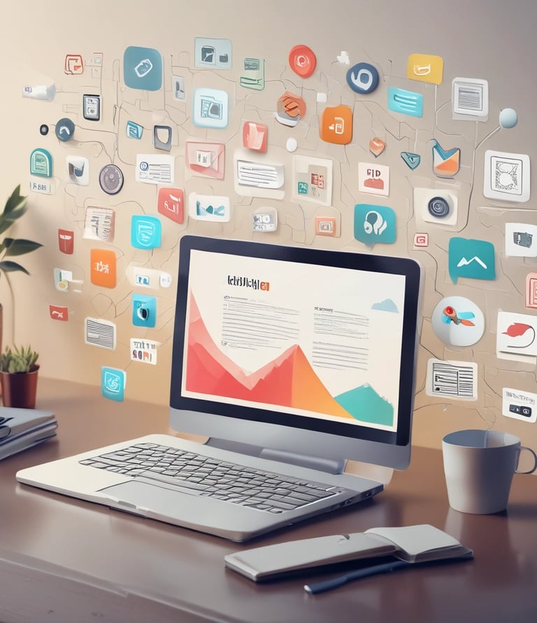 A friendly team meeting in a bright office, collaborating over web design projects.