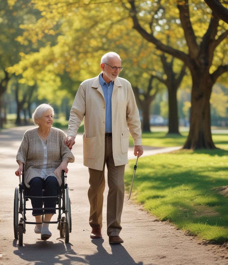 A warm, welcoming home environment showing a caregiver preparing a meal for a participant.