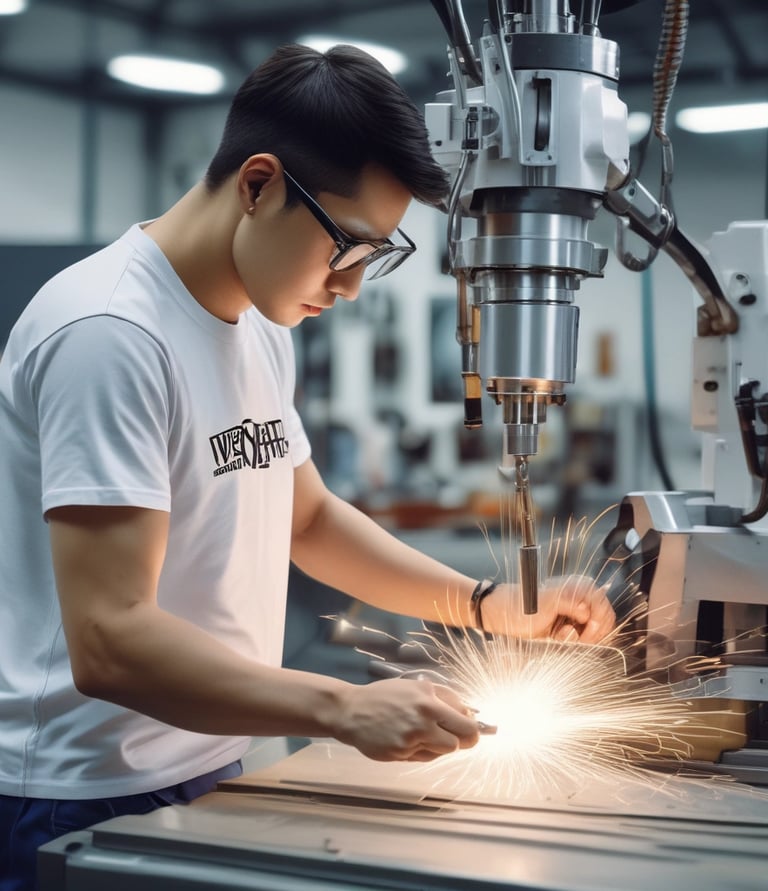 Photo of CNC machines working on aluminum and steel parts in a clean factory setting.