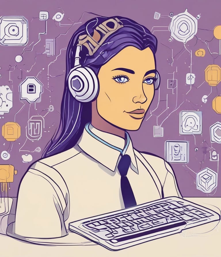 A creative team brainstorming ideas around a table with laptops and coffee cups.