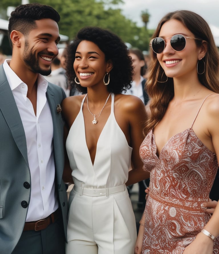 An intimate gathering of well-dressed couples and single women enjoying a sophisticated evening under deep red lighting.
