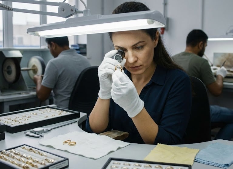 Jewellery QC under the loop