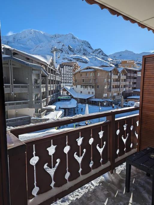 Mountain view from the balcony of a Val Thorens ski apartment