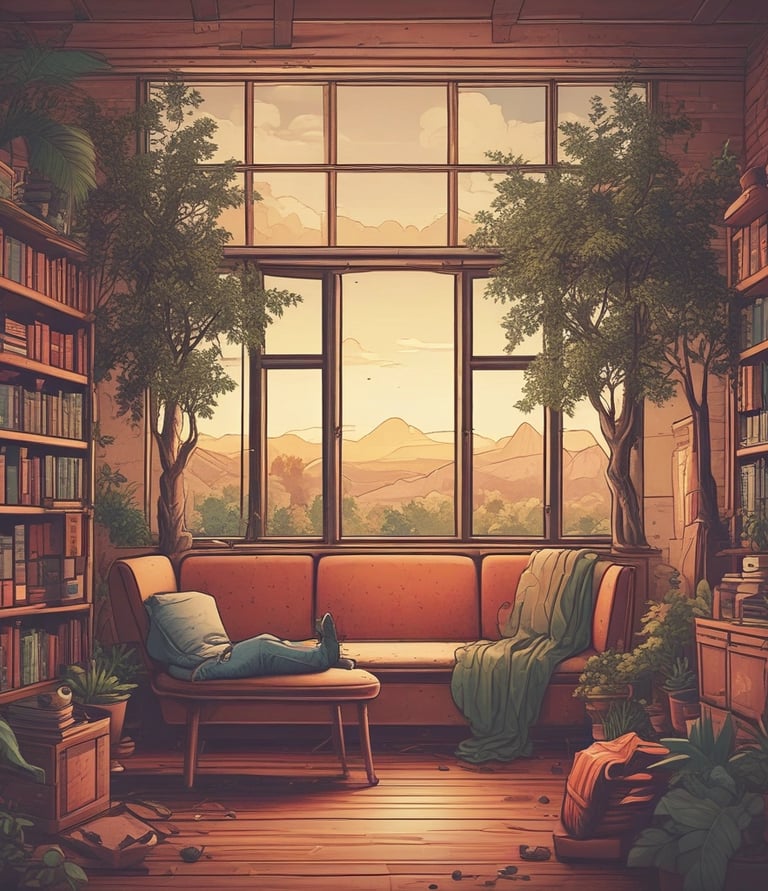 A welcoming therapist smiling gently, seated in a cozy, inviting space with tanish blue-green accents.