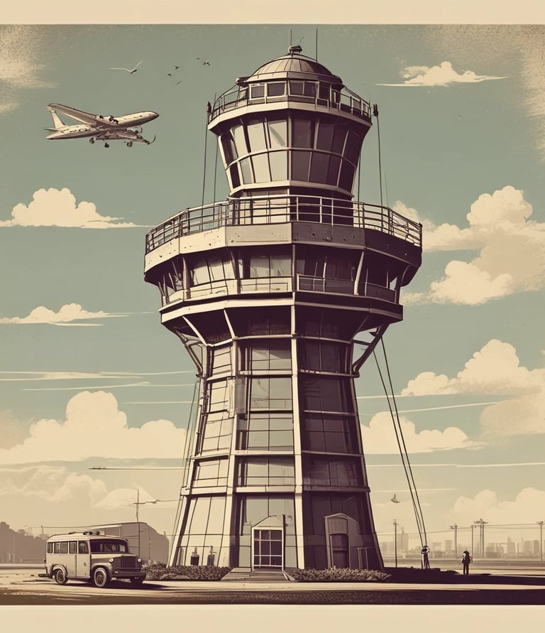 A vibrant map showing airports lit up with different colors indicating current weather conditions.