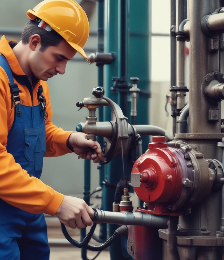 An engineer inspecting technical equipment.