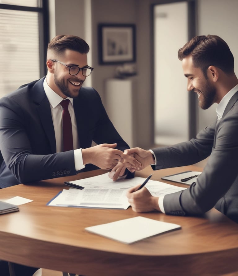 A insurance agent closing a deal
