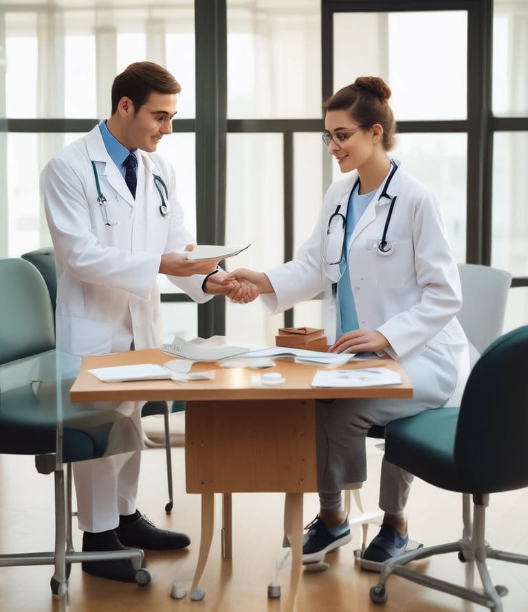 A promotional sign stands inside a restaurant, prominently displaying a 50% off discount. The sign is red with white text and is set in an interior with white and red checkered tiles. To the left, a poster detailing COVID-19 safety measures is visible.