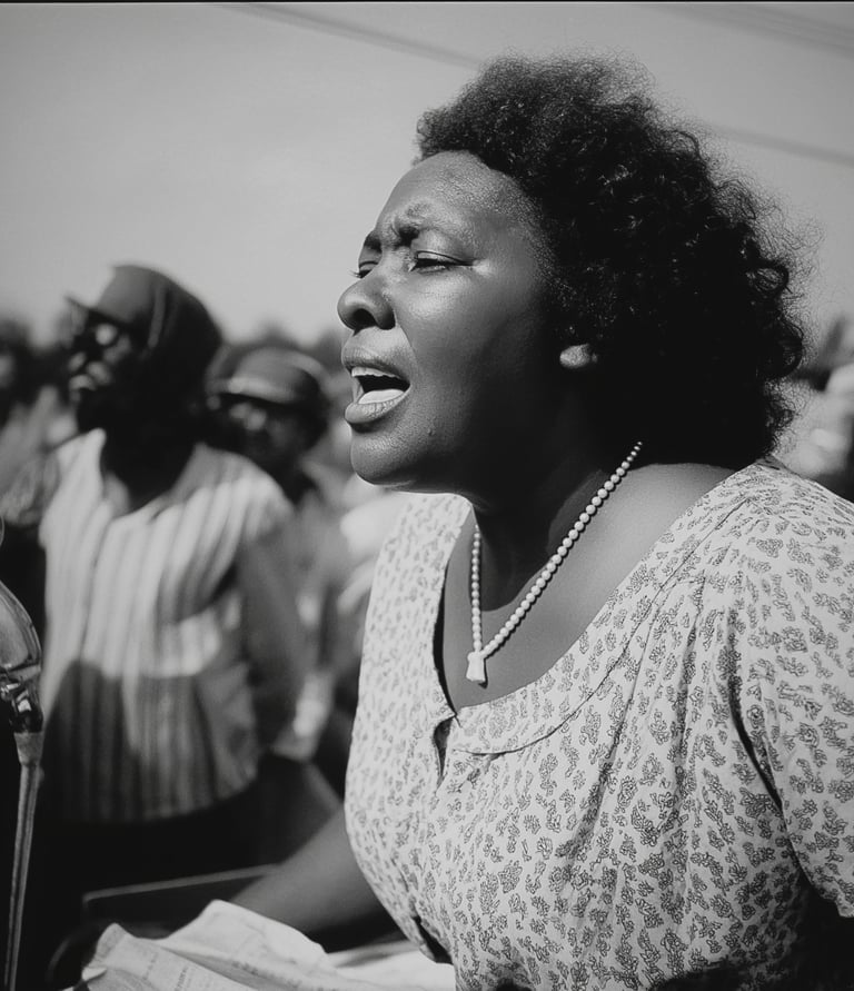 AI generated image of Fanie Lou Hamer giving a speech