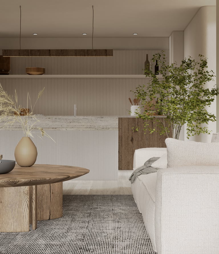 Luxury Kitchen: "Elegant luxury kitchen with a marble countertop island, stainless steel appliances, and custom cabinetry in