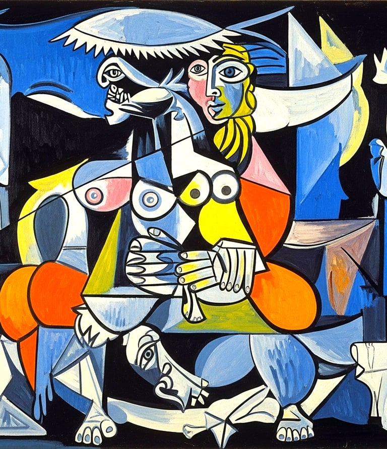 a painting of a woman with a dog