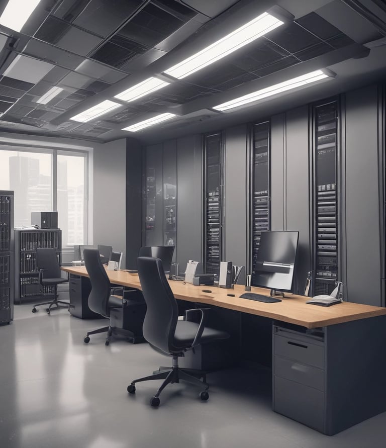 A modern office environment showcasing technology.