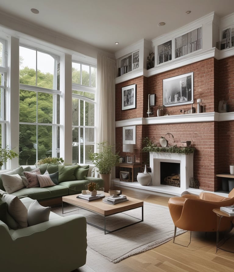 Close-up of a modern London townhouse with festive winter decorations on the doorstep.