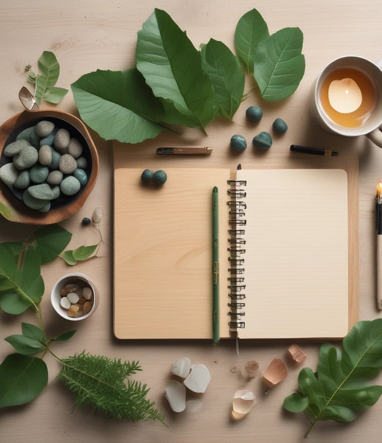Several wellness products are arranged on a surface. There is a box labeled 'Eir Health Sleep No. 10' that indicates it contains CBD products for calming and sleep aid, featuring evening oil with lavender and melatonin. Beside it, a pouch labeled 'Midnight Chill' contains bath salts. In front, there is a bath bomb with a subtle gray and blue design.