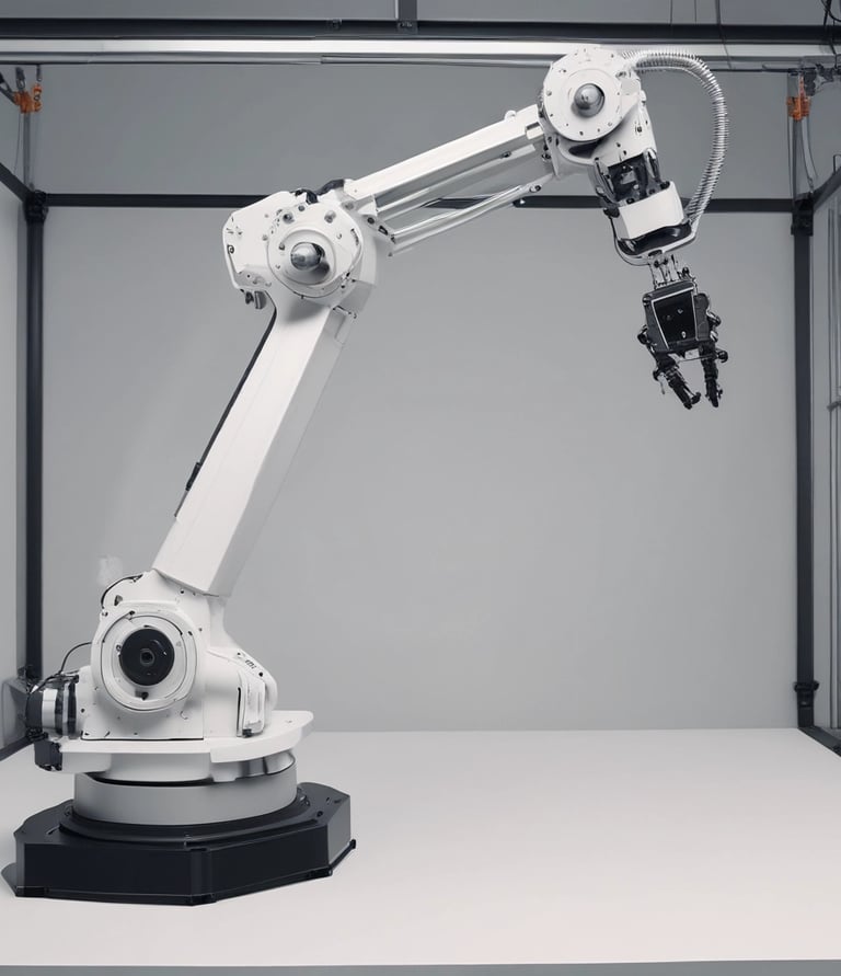 A sleek, modern robot assisting a person with household chores in a bright kitchen.