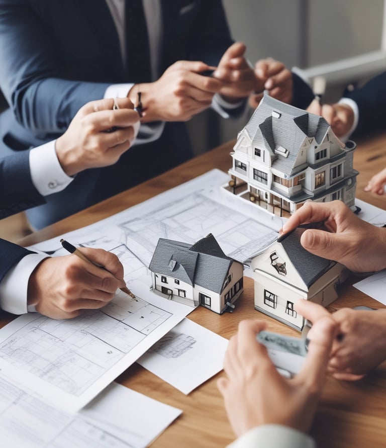 A friendly realtor assisting a couple in finding their dream home.