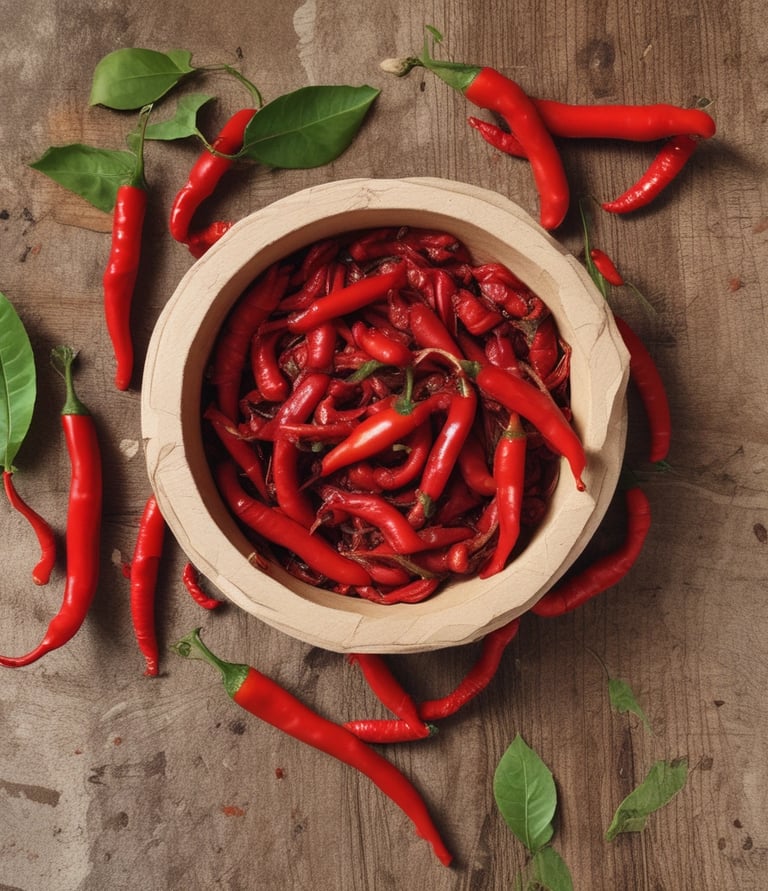 a bowl of chili peppers and chili peppers