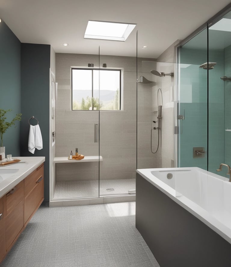 A skilled contractor reviewing blueprints at a construction site with tools nearby.