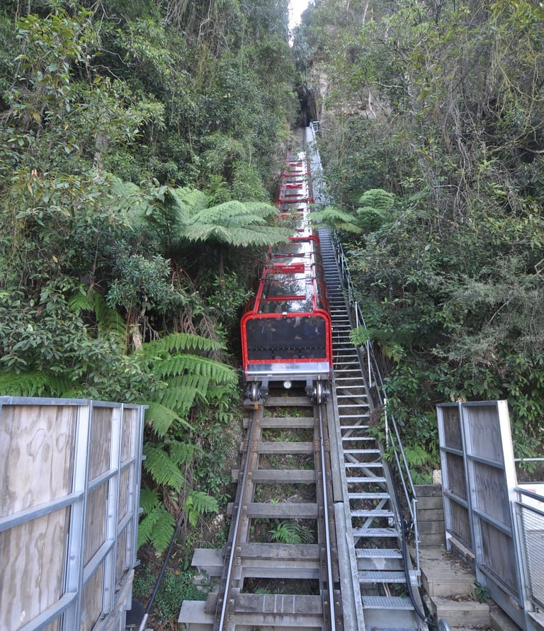The scenic railway, The Three Sisters at Katoomba, Blue Mountains, Australia