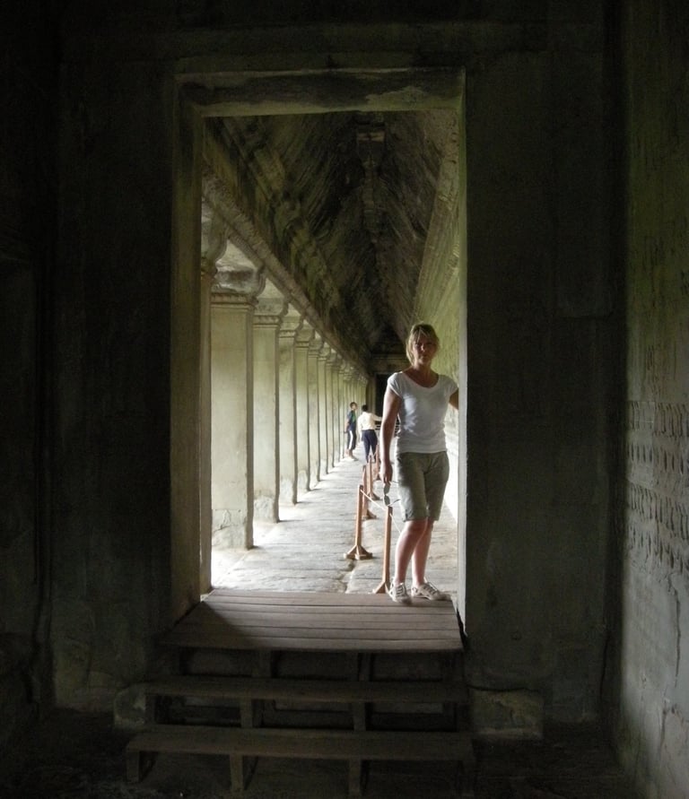 Tracey Billington at Angkor Wat, Siem Reap, Cambodia