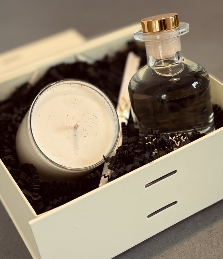 a candle with a candle in a box