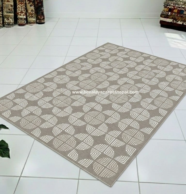 Custom Rugs - Contemporary Tibetan hand-knotted rug / repeating geometric pattern / modern design