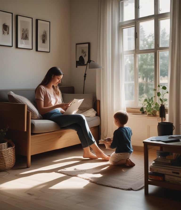 A focused person working on a laptop in a cozy home office setting.