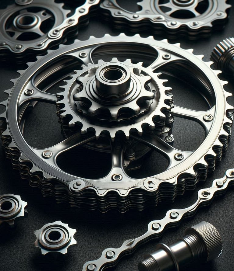 realistic-bike-cogs-with-chain-dark-background