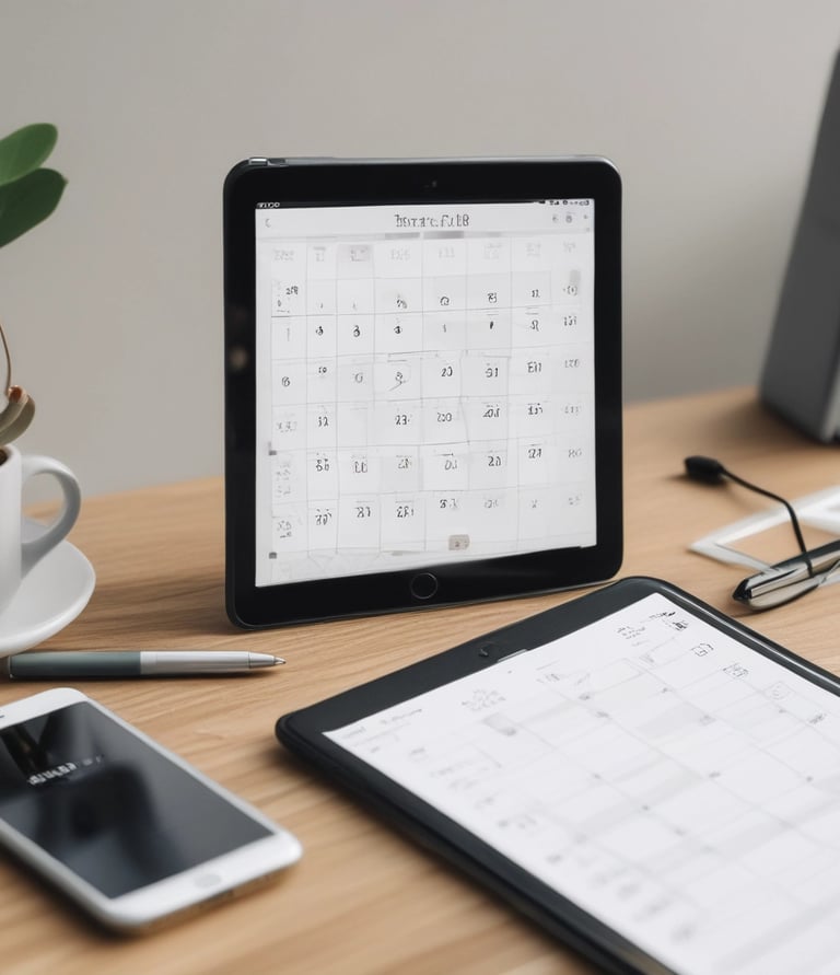 A close-up of hands organizing paperwork and a calendar, symbolizing order and planning.