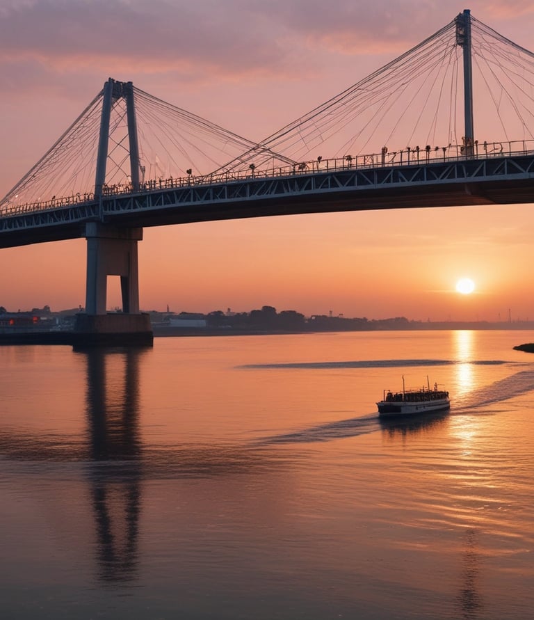 A serene river view showcasing luxurious yachts on the water.