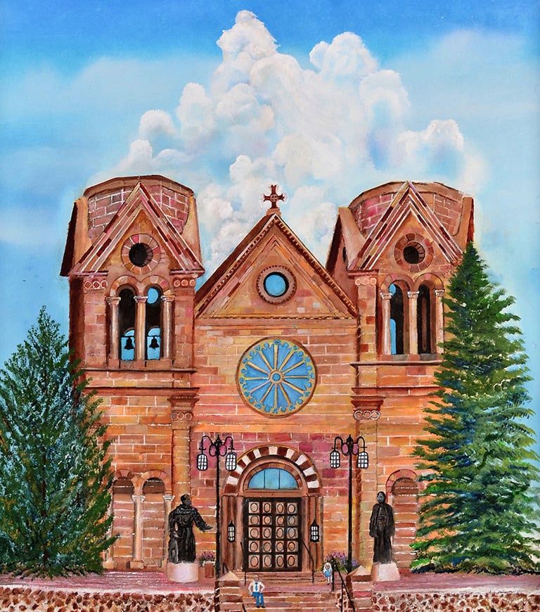 Basilica Cathedral Santa Fe by New Mexico Artist John Dick-Peddie
