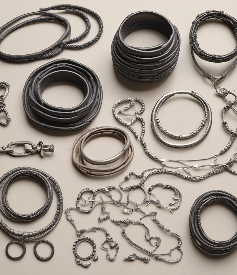 A close-up of a handcrafted men's bracelet made of leather and metal.