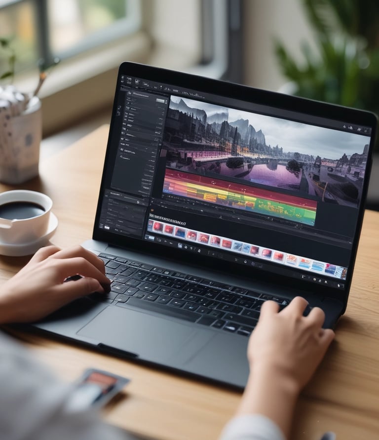 A close-up of a laptop screen displaying a website design in progress.