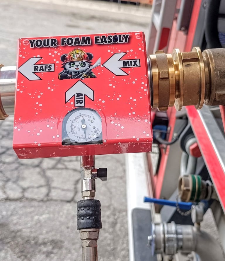 a fire hydrant with RAFS, the cafsgenerator, and hose attached